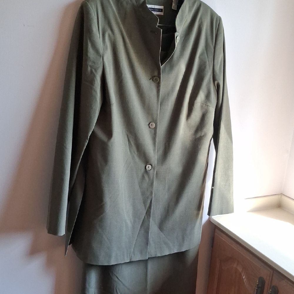 Amanda Smith Olive Green Blazer Jacket And Skirt